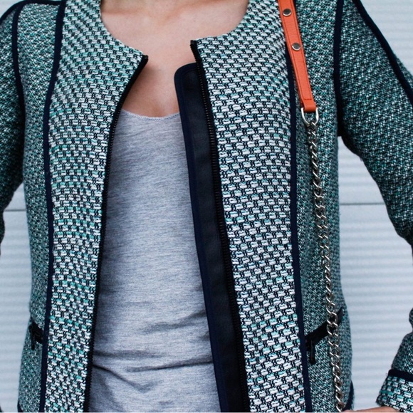 Club Monaco blue tweed zip jacket - Picture 5 of 6